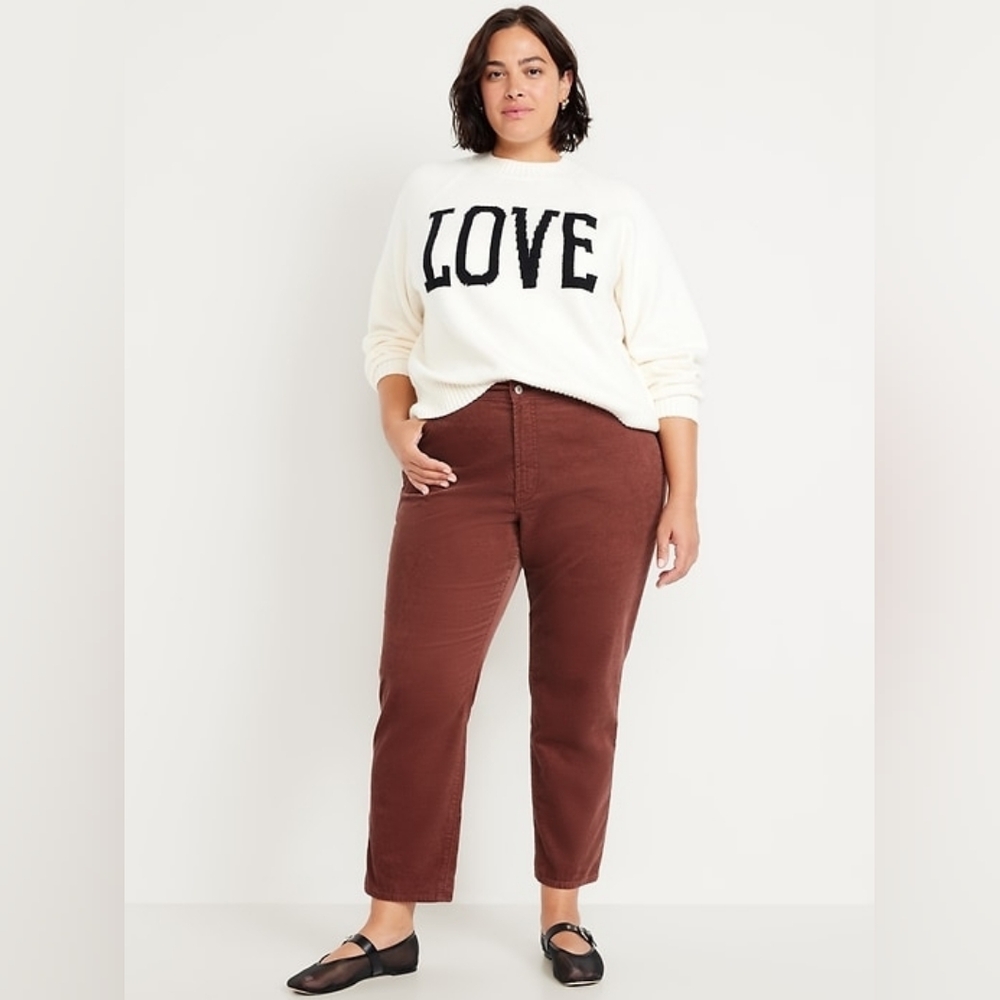 Old Navy High Rise OG Straight Red Dirt Burgundy Rust Corduroy‎ Pants Size 16P
